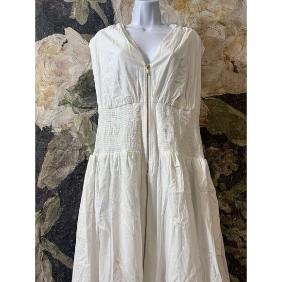 NWT Anthropologie The Tommie Cap-Sleeve Smocked Front-Zip Midi Shirt Dress 2X - Picture 7 of 9